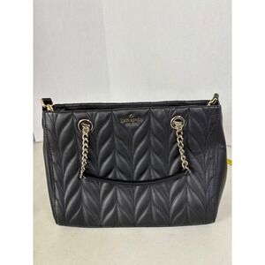 Kate Spade New York Quilted Leather Shoulder Bag‎ Black Gold Chain